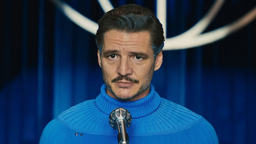 Pedro Pascal em cena do filme Quarteto Fantástico: Primeiros Passos